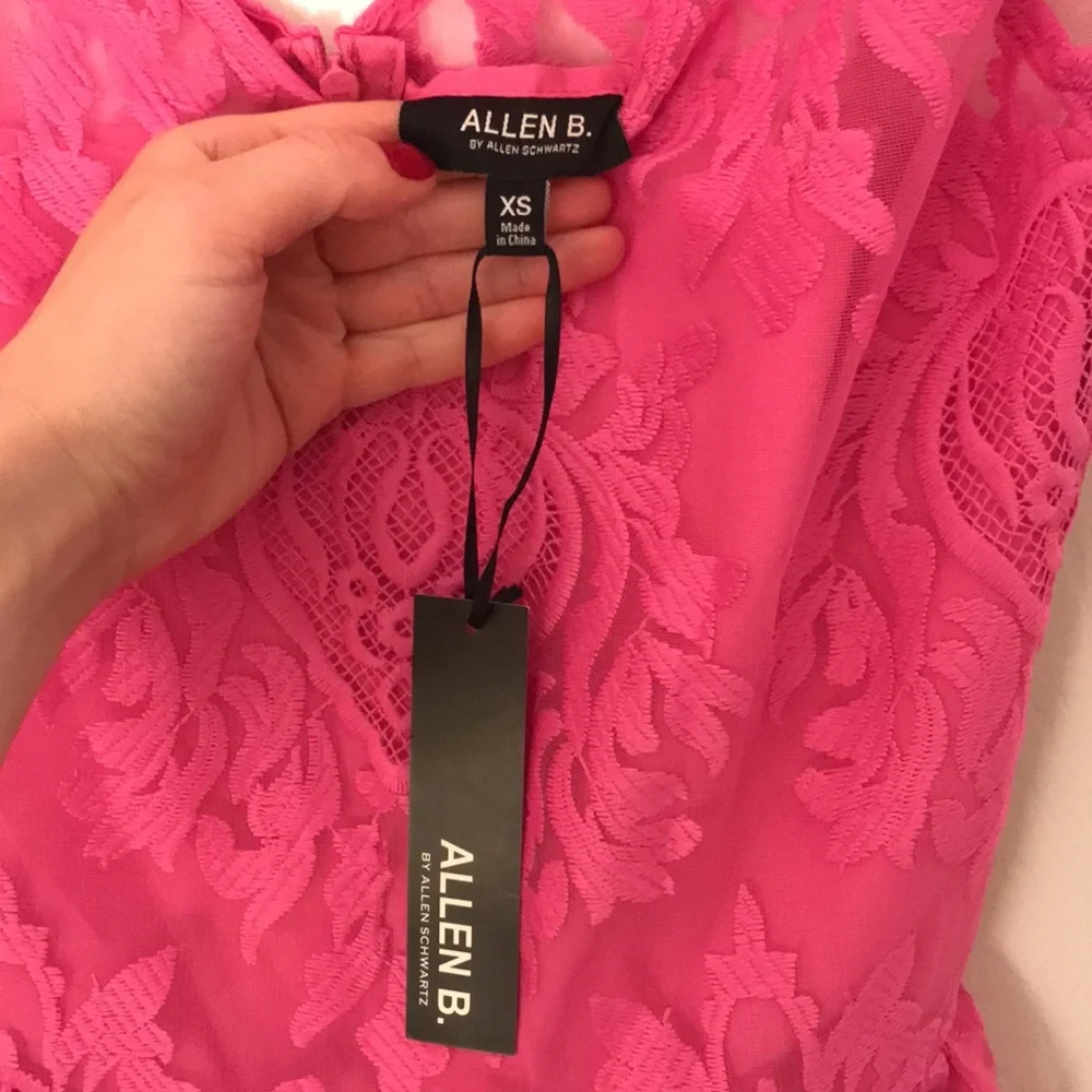 Allen B. By Allen Schwartz Bright Pink Lace Dress, Size XS - Picture 4 of 6
